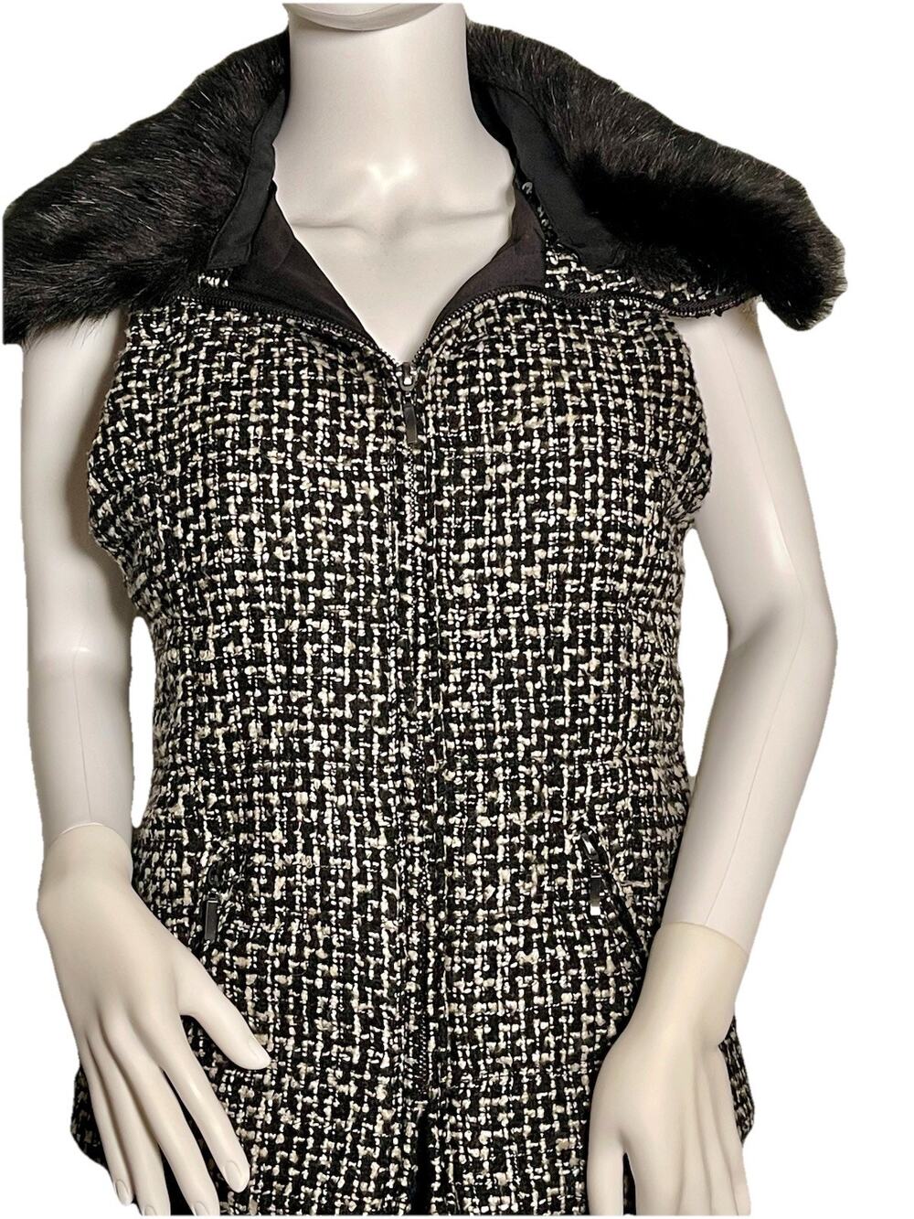 Black House White Market Fur Trimmed Vest Women's Size XS
